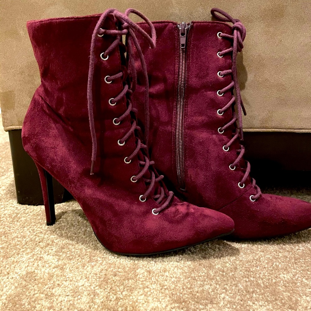 Faux velvet stilettos